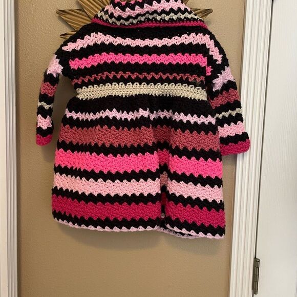Little Girl Crochet Handmade Coat Dress 18-24 Months - Picture 6 of 16